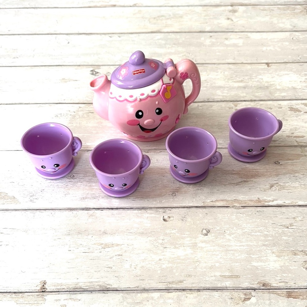 Fisher Price Say Please Teapot Tea Set Toys Pink Purple 4 Cups Kids Toddler Toys